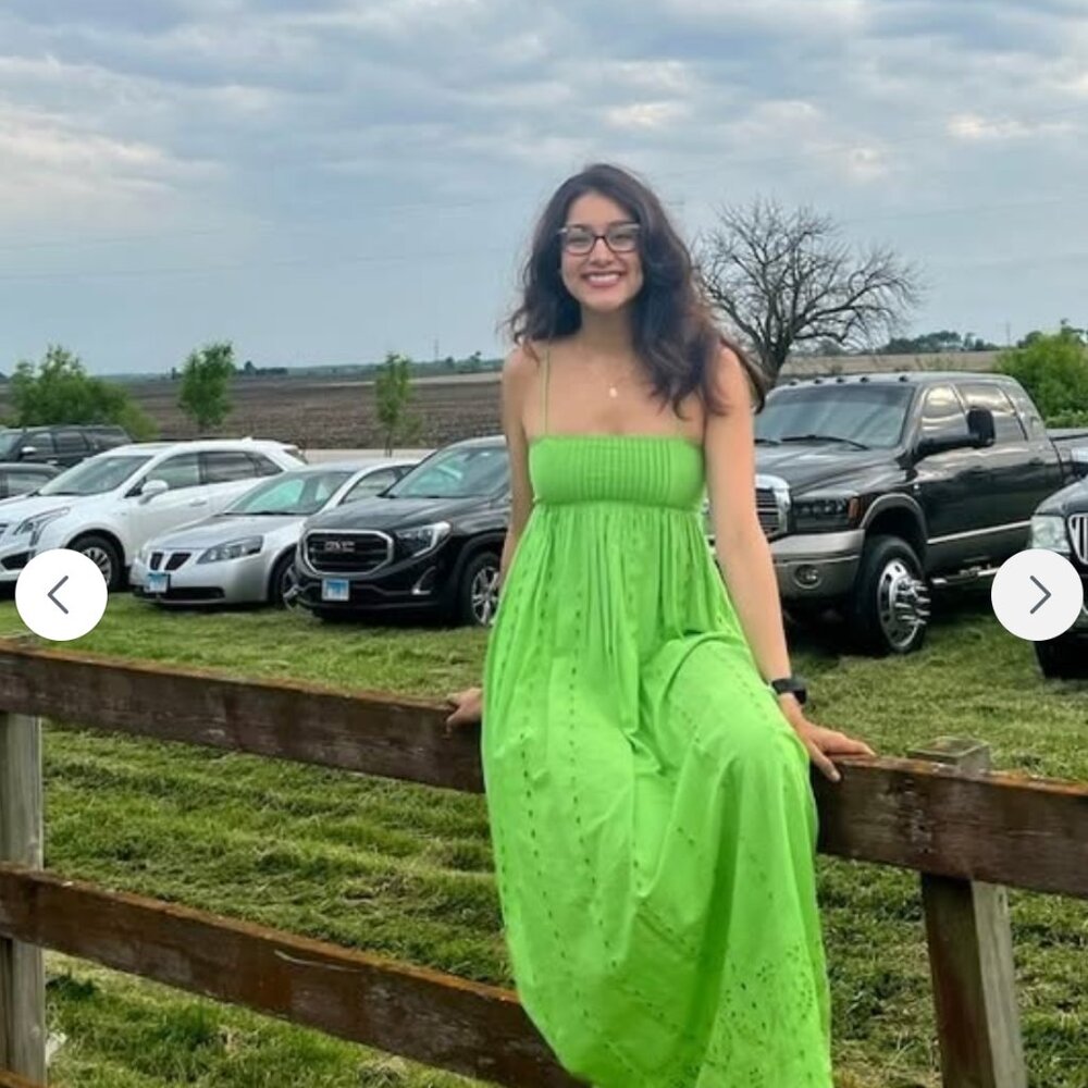 Zara Openwork Eyelet Embroidered Green Dress Flowy size S